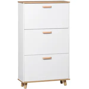 HOMCOM Meuble à chaussures style scandinave 3 portes 3 étagères pas cher