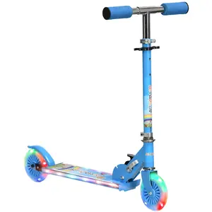 Comparateur de prix : HOMCOM Trottinette pliable roues repose-pied LED frein guidon réglable