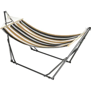 Comparateur de prix : Outsunny Hamac de jardin pliable support acier toile marron noir gris blanc
