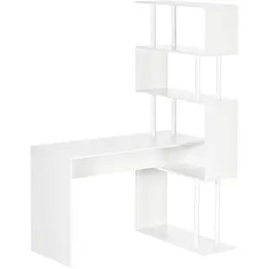Comparateur de prix : HOMCOM Bureau informatique design contemporain avec bibliothèque zig z...