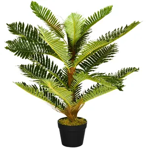 Comparateur de prix : Outsunny Palmier artificiel H.0,85 m arbre artificiel tronc branches lichen feuilles grand réalisme pot inclus 72x72x85cm Vert