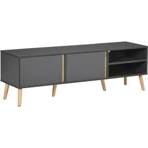 Comparateur de prix : HOMCOM - Meuble TV - Panneau de particules - 150x35x45cm - Gris foncé