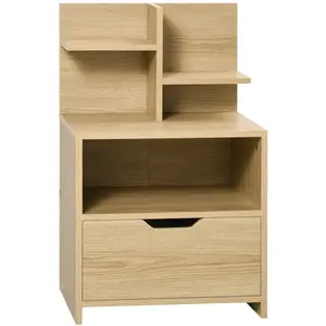 HOMCOM Chevet multi-rangement tiroir niche 2 étagères aspect chêne clair pas cher