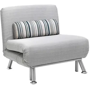 HOMCOM Fauteuil convertible 3 en 1 chauffeuse lit 1 place avec coussin gris pas cher