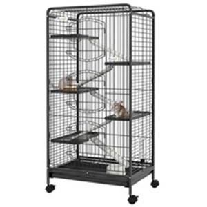 PawHut Cage pour petits animaux roulante 5 rampes 5 plateformes gamell...