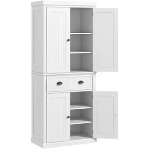 HOMCOM Buffet haut multi-rangement - 4 portes, grand tiroir - blanc pas cher