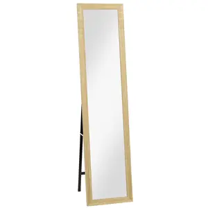 Comparateur de prix : HOMCOM - Miroir sur pied mural - MDF - 37x157cm - Bois naturel