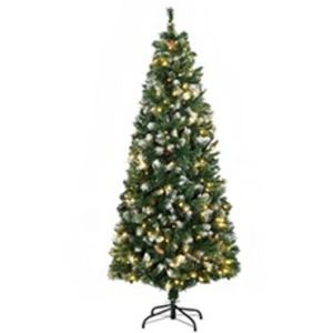 Comparateur de prix : HOMCOM Sapin de Noël artificiel LED 703 branches 30 pommes de pin H.180 cm