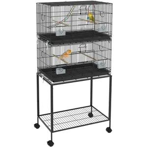 PawHut Double cage à oiseaux sur rou pas cher