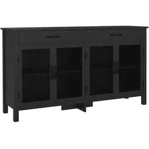 HOMCOM Buffet design industriel - 4 portes, 2 étagères, 2 tiroirs - noir