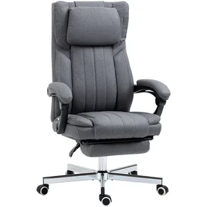 VINSETTO Fauteuil de bureau manager inclinable repose-pied tétière tissu gris pas cher
