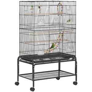 Comparateur de prix : PawHut - Cage à oiseaux - Métal - 79x49x133cm - Noir