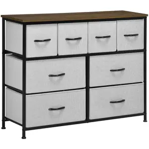 Comparateur de prix : HOMCOM Commode 8 tiroirs - structure acier noir tissu pliant gris