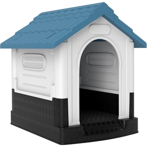 Comparateur de prix : Pawhut - Niche pour chien - dim. 64L x 57l x 66H cm - pp bleu blanc