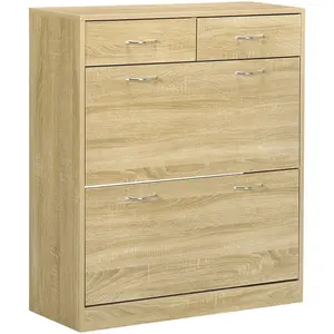 HOMCOM Armoire meuble à chaussures multi-rangement 2 abattants double ...