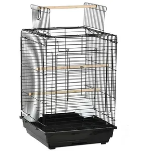 Comparateur de prix : PawHut Cage à oiseaux 2 mangeoires 2 perchoirs toit ouvrant plateau ex...