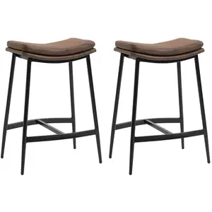 HOMCOM Lot de 2 tabourets de bar Vintage avec repose-pied piètement ac...