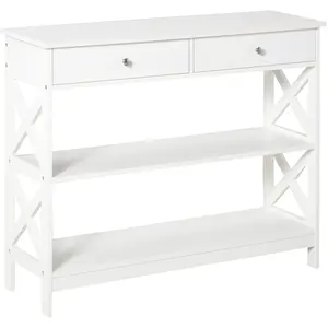 HOMCOM - console - Bois - 100x30.5x80cm - Blanc