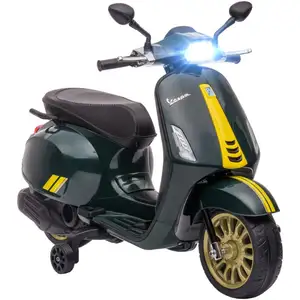 Comparateur de prix : AIYAPLAY Scooter électrique enfant vespa 6v - musiques, feu av, entrée usb, radio fm - 2 roues support aux. - vert