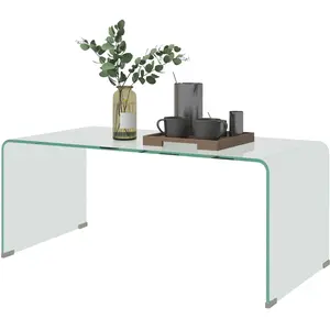 HOMCOM Table basse en verre table de salon rectangulaire design modern... pas cher