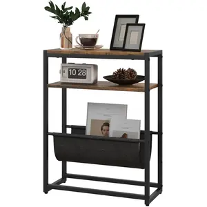 HOMCOM Table d'appoint bout de canapé avec étagère et porte-revues str... pas cher
