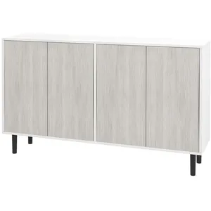Homcom Buffet design contemporain - 4 portes - noir blanc aspect bois gris pas cher