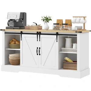 HOMCOM Buffet meuble de rangement avec 2 portes coulissantes étagères ... pas cher