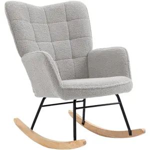 HOMCOM Fauteuil à bascule rocking chair revêtement en imitation cachem... pas cher