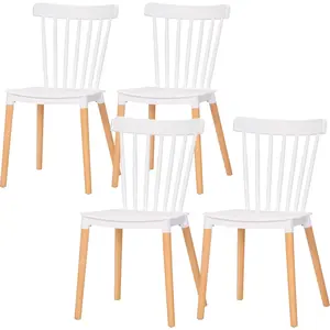 HOMCOM Lot de 4 chaises style scandinave dossier haut assise en polypr... pas cher