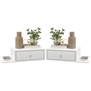 HOMCOM Lot de 2 tables de chevet murales - lot de 2 tables de nuit - é... pas cher