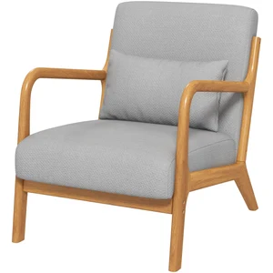 HOMCOM Fauteuil de salon avec cadre en bois massif fauteuil lounge - a...