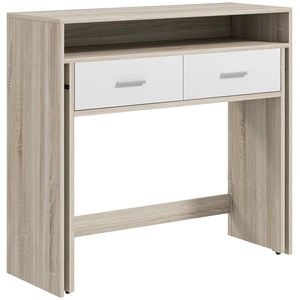 HOMCOM Table console avec plateau coulissant et 2 tiroirs, table de co... pas cher