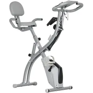 HOMCOM Vélo d'appartement pliant 8 niveaux de résistance magnétique do...