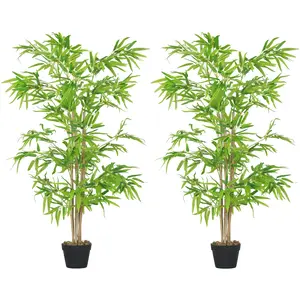Outsunny Lot de 2 bambous artificiels Hauteur 1,5 m 644 Feuilles dense... pas cher