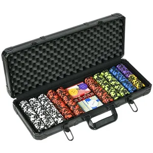 SPORTNOW Mallette pro de poker coffret pro poker 500 jetons 2 jeux car...