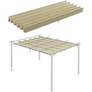 Comparateur de prix : Outsunny Toile de rechange pour pergola rétractable 4 x 3 m polyester haute densité 180 g/m² imperméabilisé beige