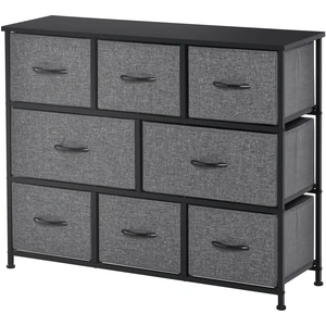 HOMCOM Chiffonnier Gris Foncé 8 Tiroirs Tissu Pliants Rangement 100x30x78,5cm   Aosom France pas cher