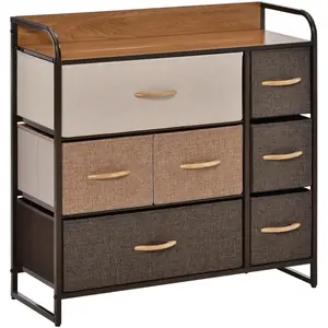 HOMCOM Commode 7 tiroirs meuble de rangement tiroir en tissu pliant - ... pas cher
