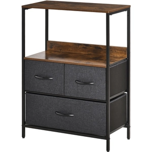 HOMCOM Commode meuble de rangement avec 3 tiroirs tissus, étagère et p... pas cher