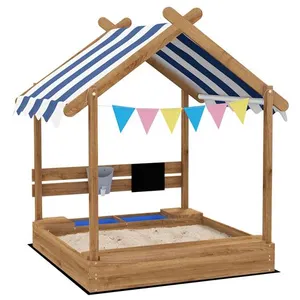 Comparateur de prix : Outsunny - Bac À Sable - Bois De Sapin - 124x116x146cm - Marron Marron