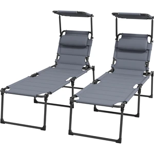 Outsunny Lot de 2 Bains de soleil transats pliables grand confort doss... pas cher