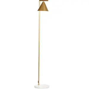 HOMCOM Lampadaire Design Acier Abat-Jour Orientable Base Marbre Doré 40W   Aosom France pas cher