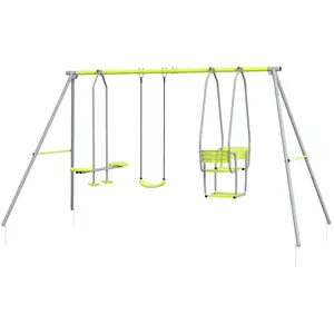 Comparateur de prix : Outsunny Balançoire 3 agrès portique 2 face à face et balançoire dim. ...