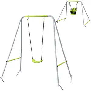 Comparateur de prix : Outsunny Portique balançoire évolutive - siège haut, accoudoirs, ceint...