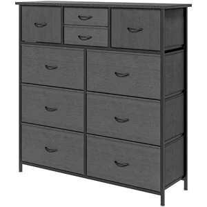 HOMCOM Commode meuble de rangement 10 tiroirs en tissu pliables et amo... pas cher