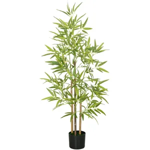 Comparateur de prix : HOMCOM Bambou artificiel 1,20H m - plante artificielle - 498 feuilles réalistes, vrais troncs - pot inclus