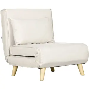 HOMCOM Fauteuil convertible 2 en 1 chauffeuse lit 1 place Dossier Réglable pieds en Bois et coussin pas cher