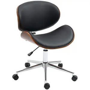 Vinsetto Chaise de Bureau Pivotante Vintage en Bois de Peuplier et Synthétique Hauteur Ajustable Aosom France pas cher