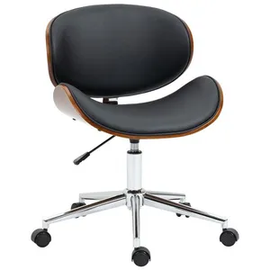 Comparateur de prix : VINSETTO Chaise de bureau manager design vintage pivotante réglable bois peuplier acier chromé synthétique noir