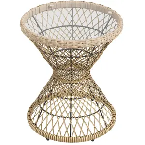 Outsunny Table basse d'extérieur table de jardin style tambour plateau...